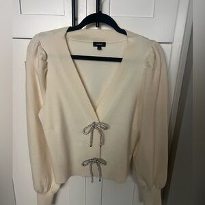 Cardigan with Rhinestone Bow